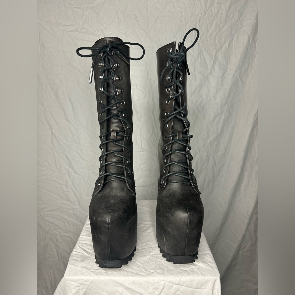 Black Platform Lace-Up Boots - image 5
